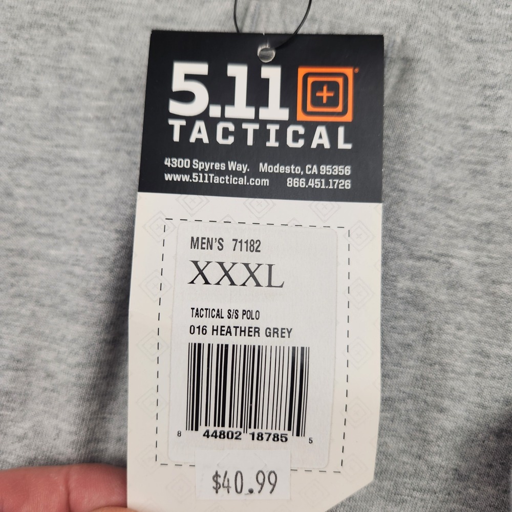 5.11 Tactical Mens Professional Polo Shirt Heather Grey 3XL XXXL 71182 NWT - Picture 4 of 8